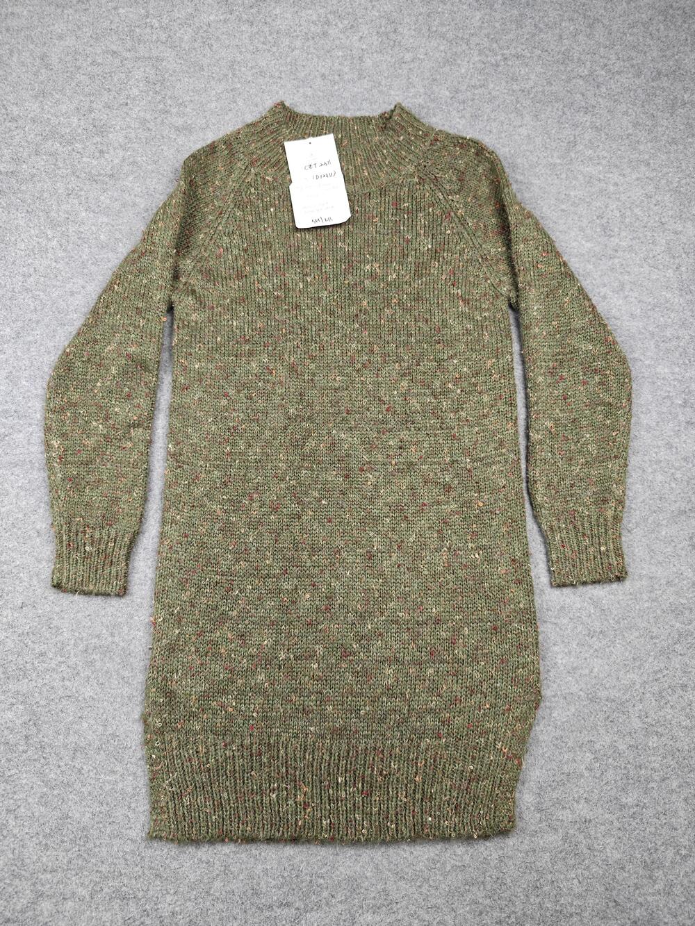 ODDI Sweater Womens Small/Medium Green Chunky-Knit Raglan Mock Neck Pullover